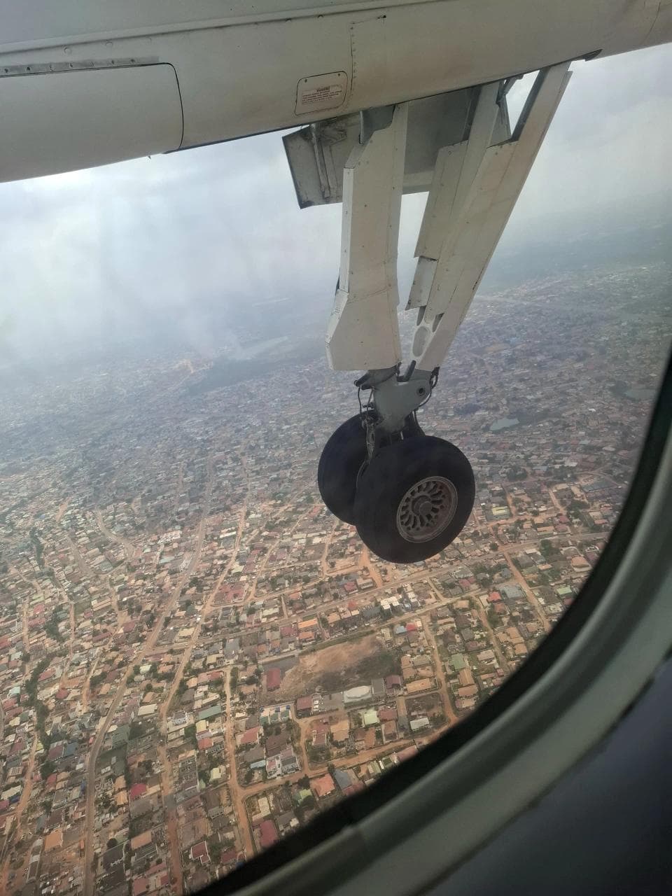 Aerial view of Accra from a plane window